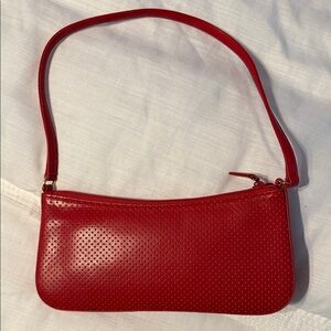 Chic Red Perforated Shoulder Bag